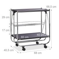 relaxdays Servierwagen schwarz 68,0 x 40,5 x 68,5 cm