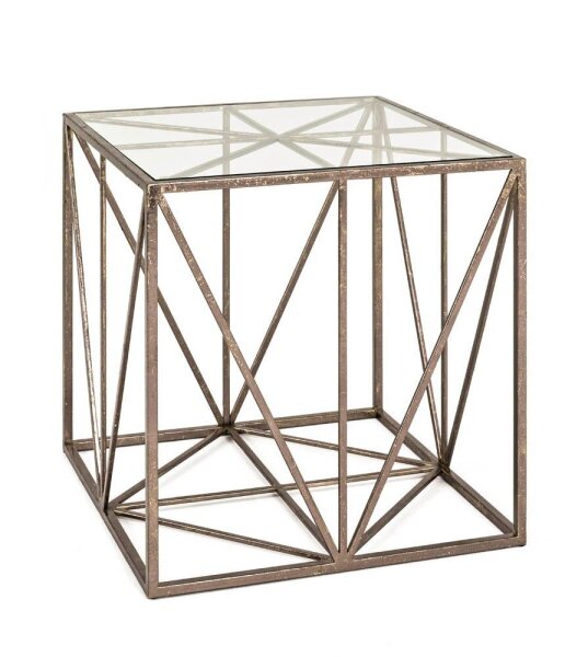 HAKU Möbel Beistelltisch rechteckig Glas bronze 50,0 x 50,0 x 50,0 cm, 1 St.