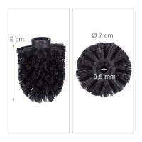 relaxdays Ersatzbürstenköpfe schwarz Kunststoff Innengewinde: 9,5 mm, 5 St.