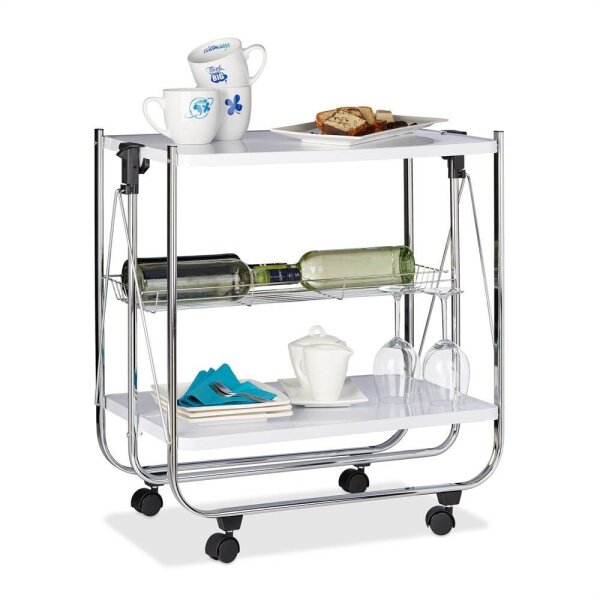 relaxdays Servierwagen weiß 68,0 x 40,5 x 68,5 cm