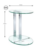 HAKU Möbel Beistelltisch oval Glas transparent 45,0 x 35,0 x 50,0 cm, 1 St.