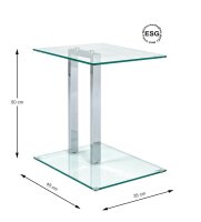 HAKU Möbel Beistelltisch rechteckig Glas transparent 45,0 x 35,0 x 50,0 cm, 1 St.