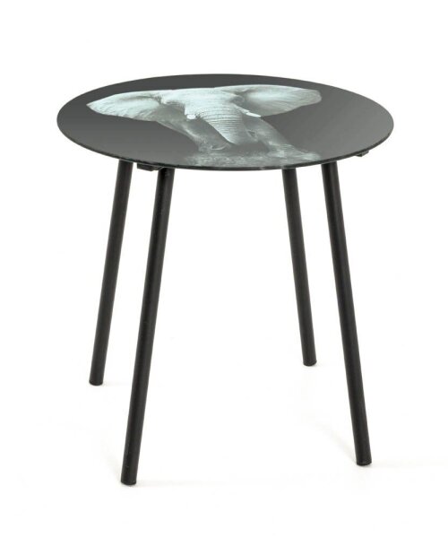 HAKU Möbel Beistelltisch rund Glas schwarz 40,0 x 40,0 x 41,0 mm, 1 St.