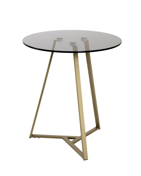 HAKU Möbel Beistelltisch rund Glas gold-grau 45,0 x 45,0 x 50,0 cm, 1 St.