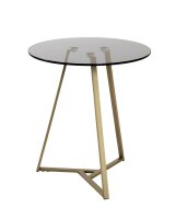 HAKU Möbel Beistelltisch rund Glas gold-grau 45,0 x 45,0 x 50,0 cm, 1 St.