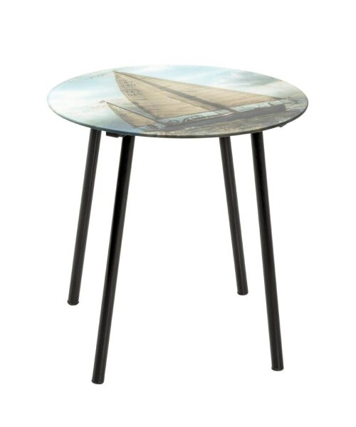 HAKU Möbel Beistelltisch rund Glas schwarz 40,0 x 40,0 x 41,0 mm, 1 St.