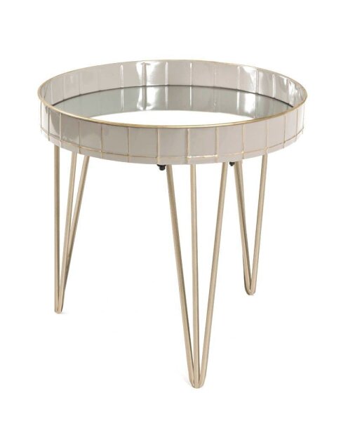 HAKU Möbel Beistelltisch rund Spiegelglas gold-taube 51,0 x 51,0 x 50,0 cm, 1 St.