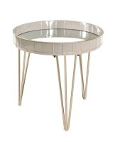 HAKU Möbel Beistelltisch rund Spiegelglas gold-taube 51,0 x 51,0 x 50,0 cm, 1 St.