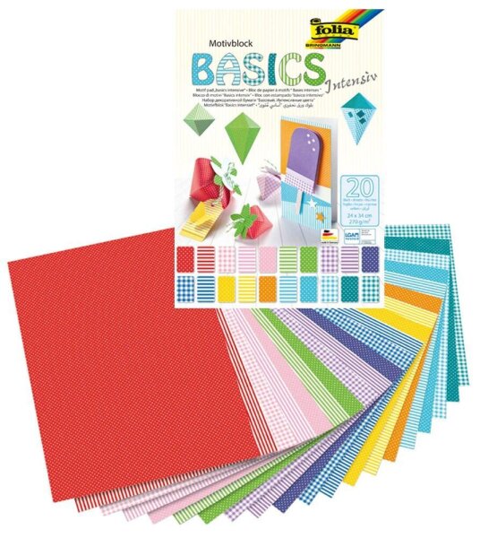 folia Motivblock BASICS INTENSIV farbsortiert 270 g/qm 1 Block