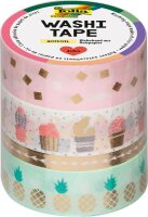 folia Washi Tape HOTFOIL Deko-Klebeband matt 15,0 mm x 5,0 m 4 Rollen