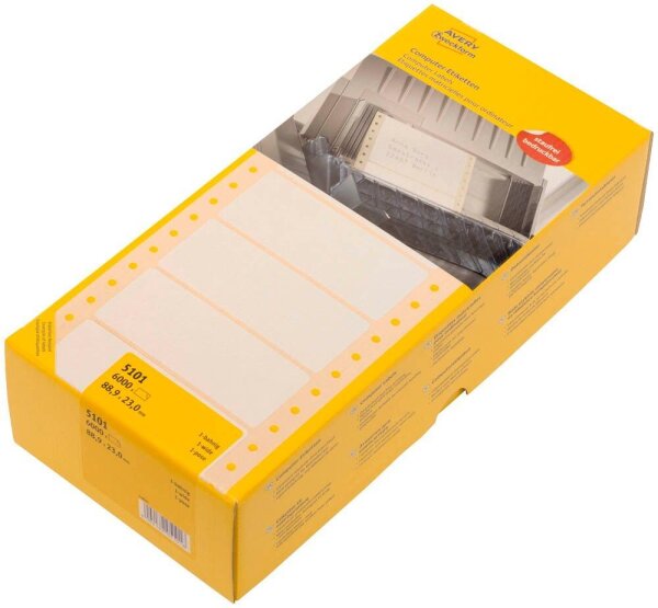 6.000 AVERY Zweckform Computer-Endlosetiketten 5101 weiß 88,9 x 23,0 mm