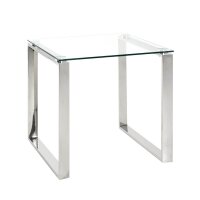 HAKU Möbel Beistelltisch rechteckig Glas silber 55,0...