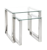 HAKU Möbel Beistelltisch rechteckig Glas silber 55,0...