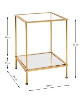 HAKU Möbel Beistelltisch rechteckig Glas gold 39,0 x...