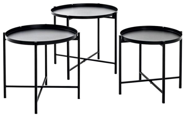 HAKU Möbel Beistelltische-Set rund Metall schwarz, 3 St.