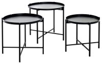 HAKU Möbel Beistelltische-Set rund Metall schwarz, 3...
