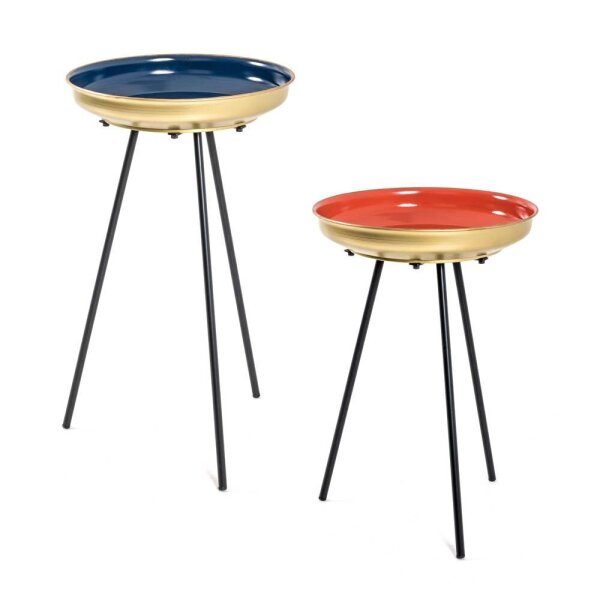 HAKU Möbel Beistelltische-Set rund Metall gold, 1 Set