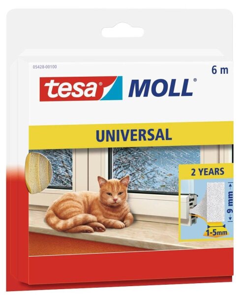 tesa tesamoll® UNIVERSAL Schaumstoff Fenster-Dichtungsband weiß 9,0 mm x 6,0 m 1 St.