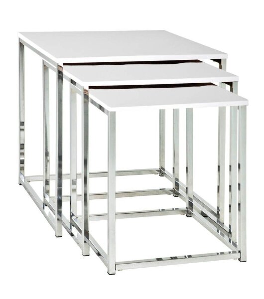 HAKU Möbel Beistelltische-Set rechteckig MDF-Platte weiß, 1 Set