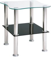 HAKU Möbel Beistelltisch quadratisch Glas silber...