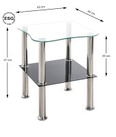 HAKU Möbel Beistelltisch quadratisch Glas silber 40,0 x 40,0 x 47,0 cm, 1 St.