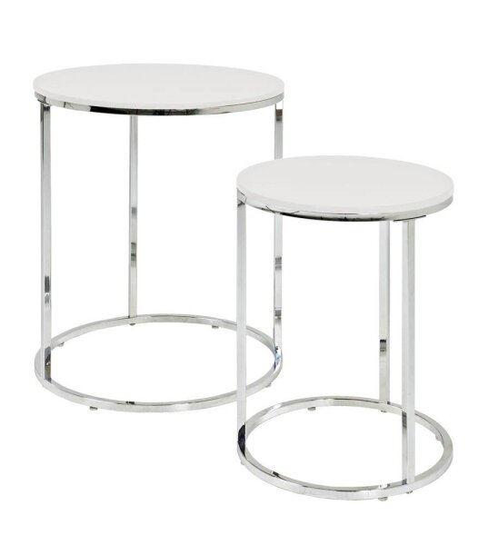 HAKU Möbel Beistelltische-Set rund MDF-Platte weiß, 1 Set