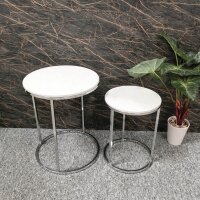 HAKU Möbel Beistelltische-Set rund MDF-Platte weiß, 1 Set
