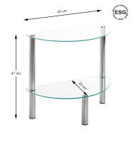 HAKU Möbel Beistelltisch halbrund Glas transparent 45,0 x 22,0 x 47,0 cm, 1 St.