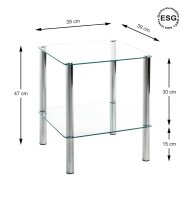 HAKU Möbel Beistelltisch rechteckig Glas transparent 39,0 x 39,0 x 47,0 cm, 1 St.