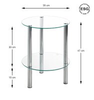 HAKU Möbel Beistelltisch rund Glas transparent 35,0 x 35,0 x 47,0 cm, 1 St.