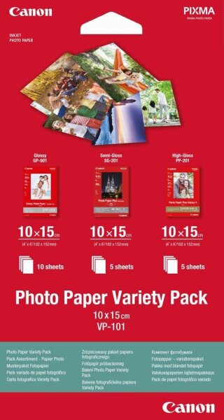 Canon Fotopapier VP-101 10,0 x 15,0 cm hochglänzend, satiniert, glänzend 200, 260, 275 g/qm 20 Blatt