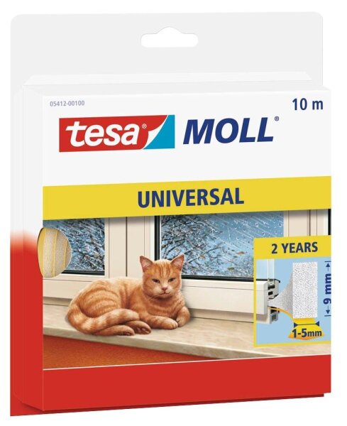 tesa tesamoll® UNIVERSAL Schaumstoff Fenster-Dichtungsband weiß 9,0 mm x 10,0 m 1 St.