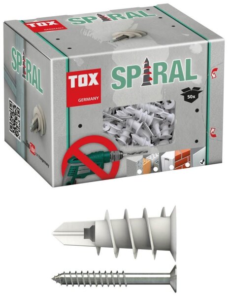 TOX SPIRAL 068101231 Dübel- und Schrauben-Set Ø 4,5 mm x 32 mm, 50-teilig
