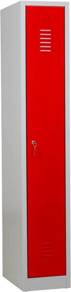 Gürkan Spind lichtgrau, feuerrot 104754, 1 Schließfach 30,0 x 50,0 x 180,0 cm