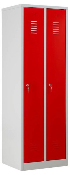 Gürkan Spind lichtgrau, feuerrot 103490, 2 Schließfächer 60,0 x 50,0 x 180,0 cm