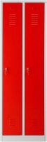 Gürkan Spind lichtgrau, feuerrot 103490, 2 Schließfächer 60,0 x 50,0 x 180,0 cm