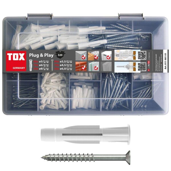 TOX  Plug & Play + TRIKA 01190101 Dübel- und Schrauben-Sortiment, 320-teilig