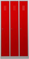 Gürkan Spind lichtgrau, feuerrot 105298, 3 Schließfächer 90,0 x 50,0 x 180,0 cm