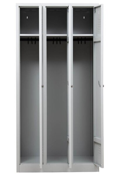 Gürkan Spind lichtgrau 105299, 3 Schließfächer 90,0 x 50,0 x 180,0 cm