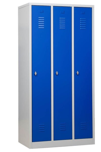 Gürkan Spind lichtgrau, enzianblau 105300, 3 Schließfächer 90,0 x 50,0 x 180,0 cm