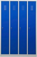 Gürkan Spind lichtgrau, enzianblau 105032, 4 Schließfächer 117,0 x 50,0 x 180,0 cm