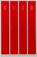 Gürkan Spind lichtgrau, feuerrot 105034, 4 Schließfächer 117,0 x 50,0 x 180,0 cm