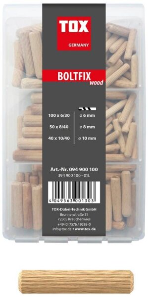 TOX Boltfix wood 094900100 Holzdübel-Sortiment, 190-teilig