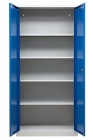 Gürkan Stahlschrank 100162 lichtgrau, enzianblau 4 Fachböden 92,0 x 42,0 x 195,0 cm, aufgebaut, 1 St.