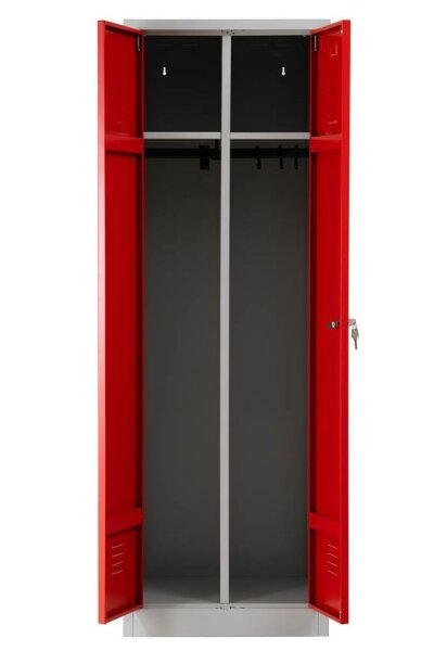 Gürkan Spind lichtgrau, feuerrot 103450, 1 Schließfach 60,0 x 50,0 x 180,0 cm