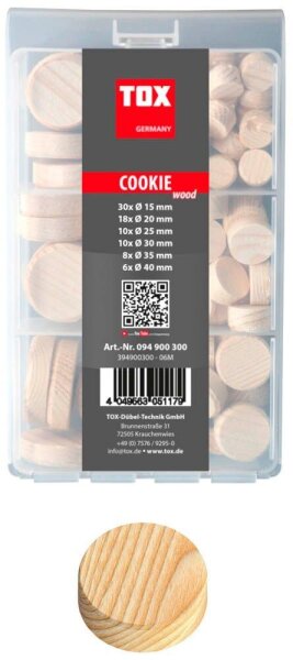 TOX Querholzplättchen-Sortiment Cookie wood Mini 82 tlg.