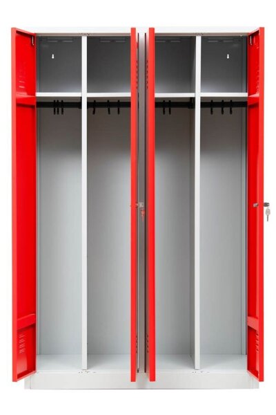 Gürkan Spind lichtgrau, feuerrot 104994, 2 Schließfächer 117,0 x 50,0 x 180,0 cm