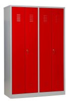 Gürkan Spind lichtgrau, feuerrot 104994, 2 Schließfächer 117,0 x 50,0 x 180,0 cm