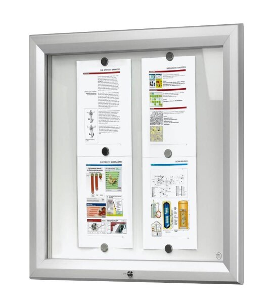 Showdown® Displays Schaukasten T silber 6x DIN A4 80,5 x 4,7 x 76,0 cm, 1 St.