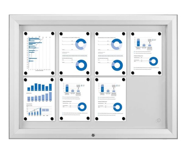 Showdown® Displays Schaukasten T silber 8x DIN A4 102,5 x 4,7 x 76,0 cm, 1 St.